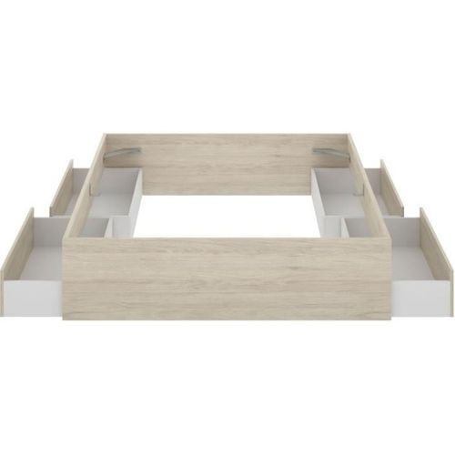 Structure De Lit - Lago - 140 X 190 Cm - 4 Tiroirs - Chene