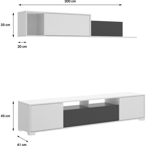 Mur TV Ketil Blanc Et Anthracite