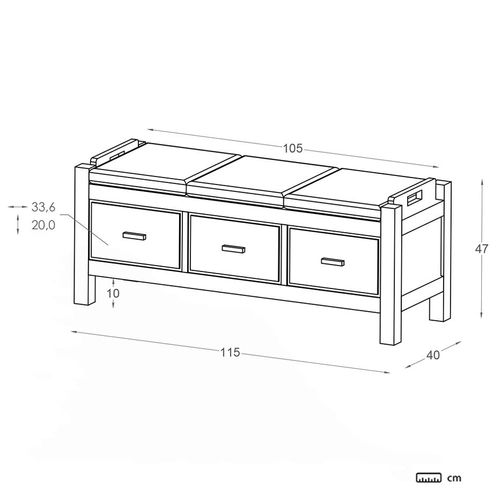 Banc En Bois Massif Marron 115x47