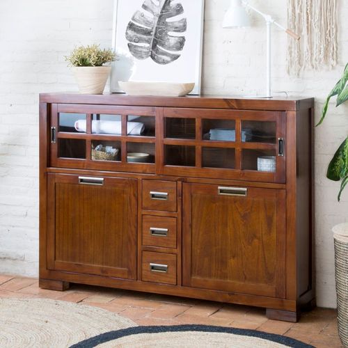 Buffet En Bois Massif Marron 145x105