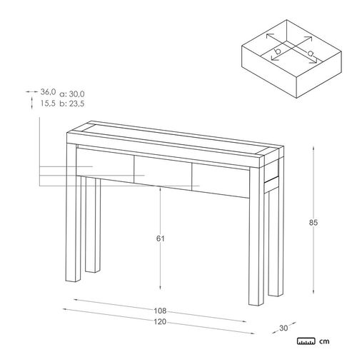 Meuble D'entrée En Bois Massif Blanc 120x85