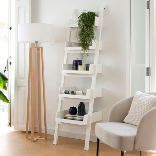 Bassay Étagère Échelle En Bois Laqué Blanc