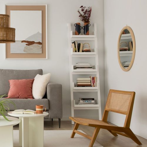 Bassay Étagère Échelle En Bois Laqué Blanc