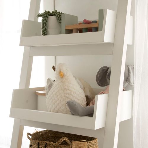 Bassay Étagère Échelle En Bois Laqué Blanc