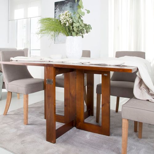 Table à Manger Pliante En Bois Massif Marron 160x78