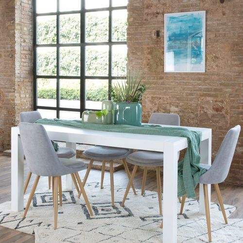 Table à Manger Extensible En Bois Massif Blanc 160x78