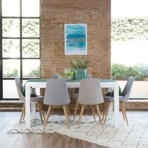 Table à Manger Extensible En Bois Massif Blanc 160x78