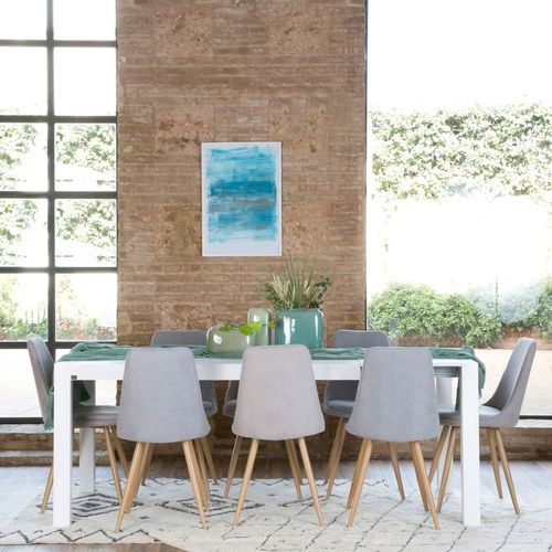 Table à Manger Extensible En Bois Massif Blanc 160x78