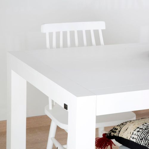 Table à Manger Extensible En Bois Massif Blanc 160x78