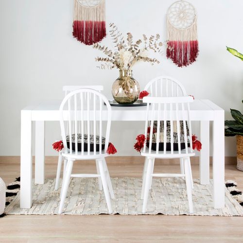 Table à Manger Extensible En Bois Massif Blanc 140x78