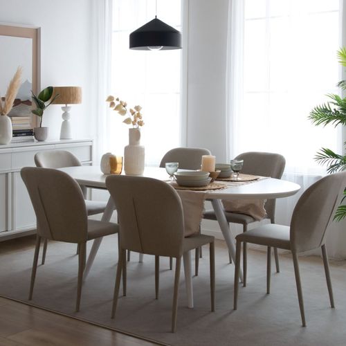 Table à Manger Extensible Effet Bois Blanc 160x76