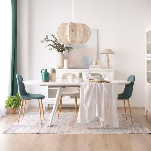 Table à Manger Extensible Effet Bois Blanc 160x76