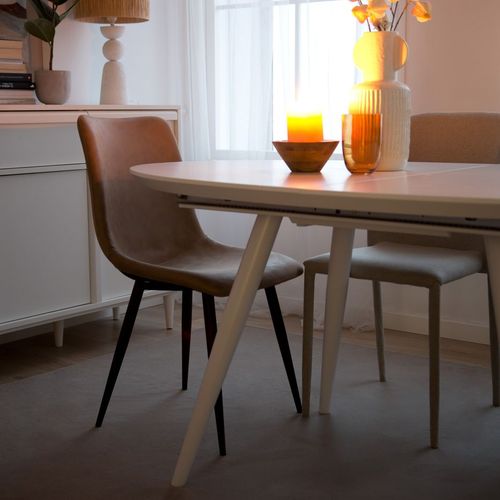 Table à Manger Extensible Effet Bois Blanc 160x76