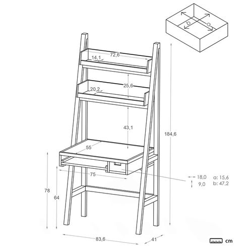 Bureau En Bois Massif Blanc 84x185