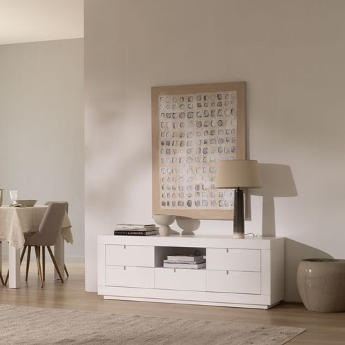 Meuble TV En Bois Massif Blanc 160x57