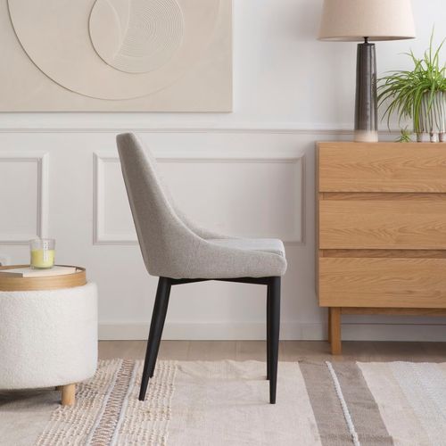 Chaise Rembourrée En Tapisserie Gris Perle (636) 48x90