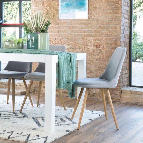 Chaise Rembourrée En Tissu Et Bois Gris (611) 47x87