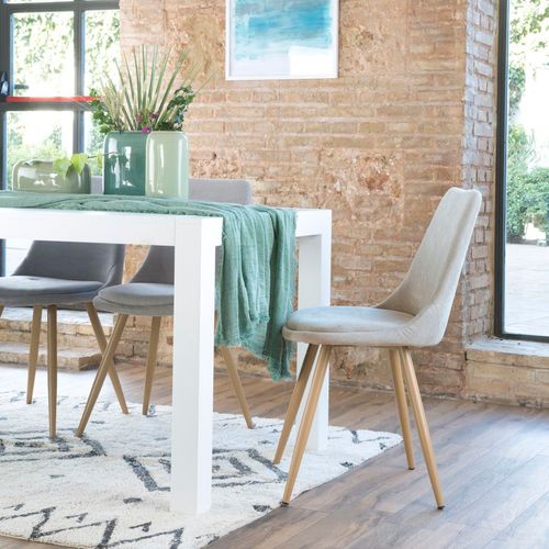 Chaise Rembourrée En Tissu Et Bois Beige (610) 47x87