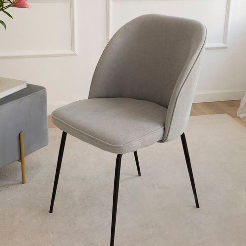 Chaise Rembourrée Tissu. Pieds Métalliques Gris (616) 48x86