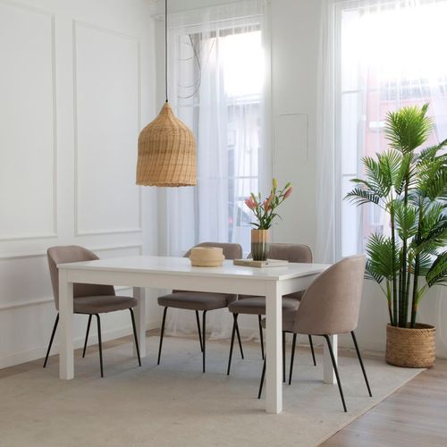 Chaise Rembourrée Tissu. Pieds Métalliques Beige (615) 48x86