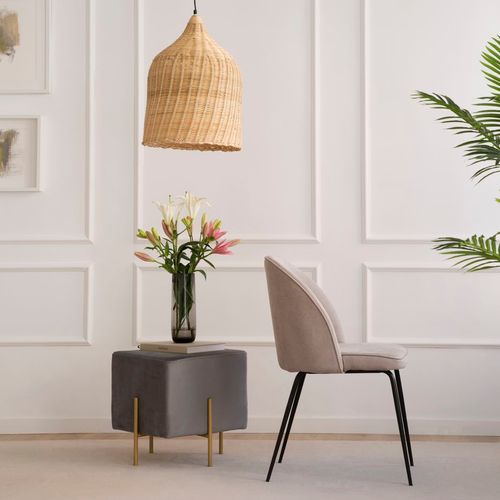 Chaise Rembourrée Tissu. Pieds Métalliques Beige (615) 48x86