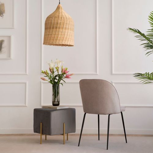 Chaise Rembourrée Tissu. Pieds Métalliques Beige (615) 48x86