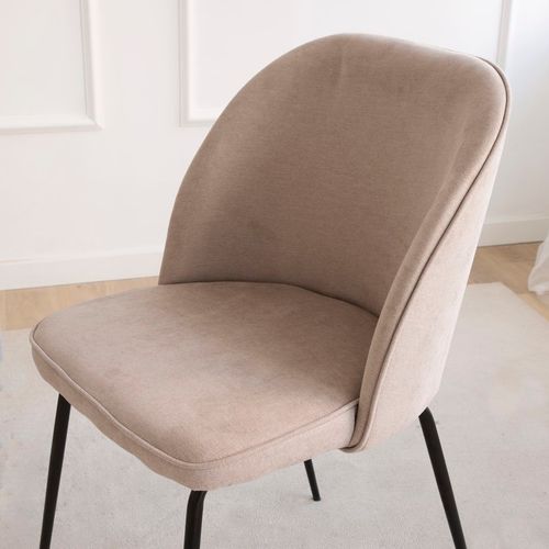 Chaise Rembourrée Tissu. Pieds Métalliques Beige (615) 48x86