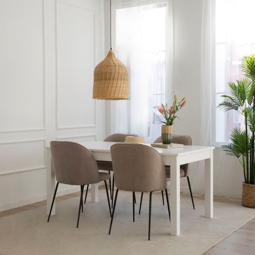 Chaise Rembourrée Tissu. Pieds Métalliques Beige (615) 48x86