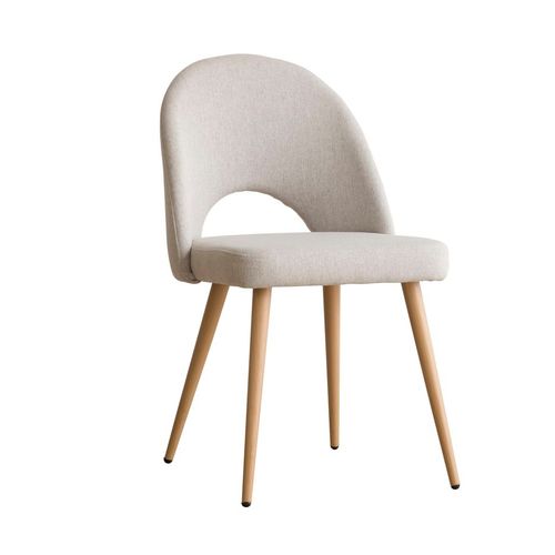 Chaise Rembourrée En Tissu Et Bois Beige (609) 52x85