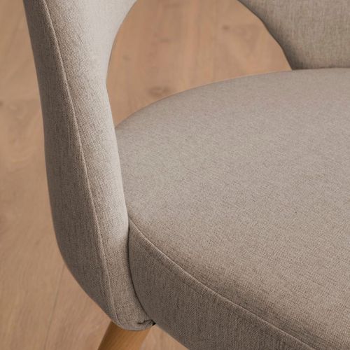 Chaise Rembourrée En Tissu Et Bois Beige (609) 52x85
