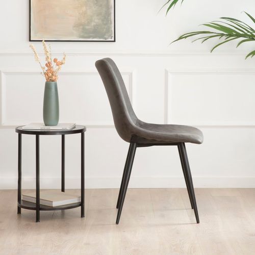 Chaise Rembourrée En Tapisserie Gris (618) 44x87