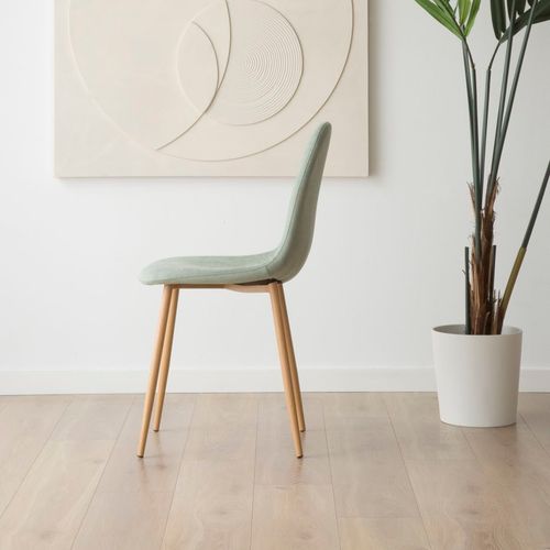 Chaise Rembourrée En Tissu Et Bois Bleu Aigue-marine (624) 44x88