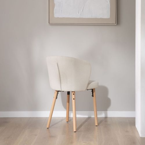 Chaise Rembourrée En Tissu Et Bois Blanc 53x82