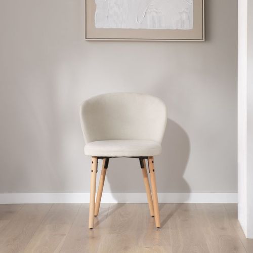 Chaise Rembourrée En Tissu Et Bois Blanc 53x82