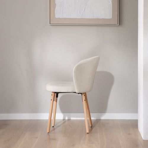Chaise Rembourrée En Tissu Et Bois Blanc 53x82