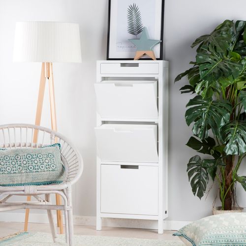 Meuble à Chaussures En Bois Massif Blanc 50x125