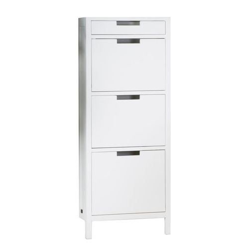 Meuble à Chaussures En Bois Massif Blanc 50x125