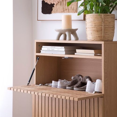 Meuble à Chaussures Effet Bois Naturel 79x92