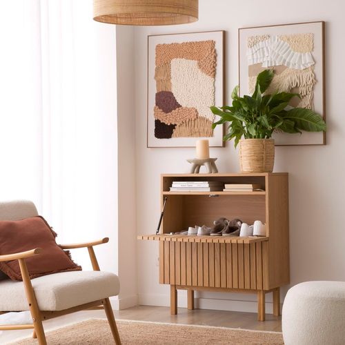 Meuble à Chaussures Effet Bois Naturel 79x92