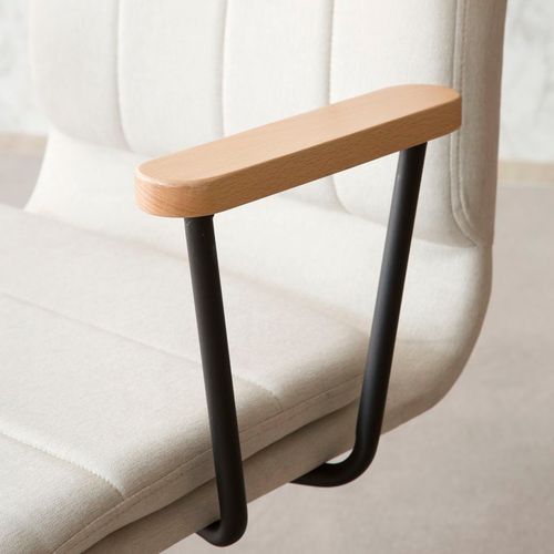 Chaise De Bureau Rembourrée Avec Accoudoirs Et Roulettes - Beige
