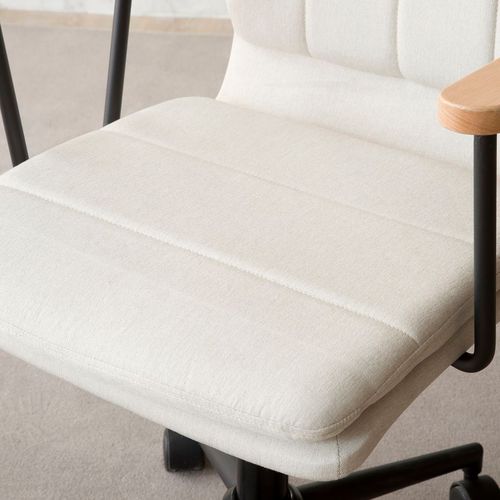 Chaise De Bureau Rembourrée Avec Accoudoirs Et Roulettes - Beige