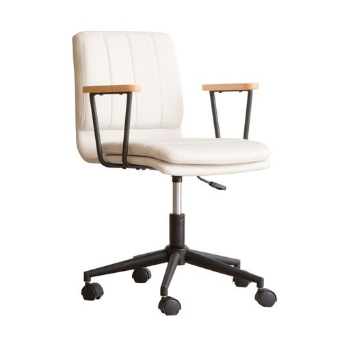 Chaise De Bureau Rembourrée Avec Accoudoirs Et Roulettes - Beige