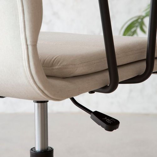 Chaise De Bureau Rembourrée Avec Accoudoirs Et Roulettes - Beige