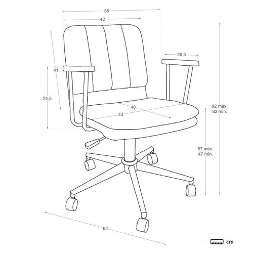 Chaise De Bureau Rembourrée Avec Accoudoirs Et Roulettes - Beige