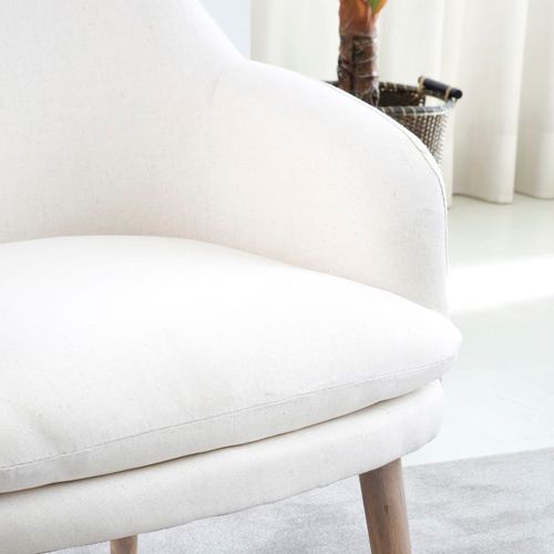 Fauteuil Bois Et Tissu Beige (628) 60x79