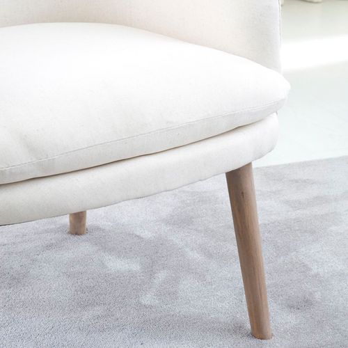 Fauteuil Bois Et Tissu Beige (628) 60x79