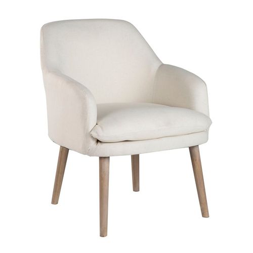 Fauteuil Bois Et Tissu Beige (628) 60x79