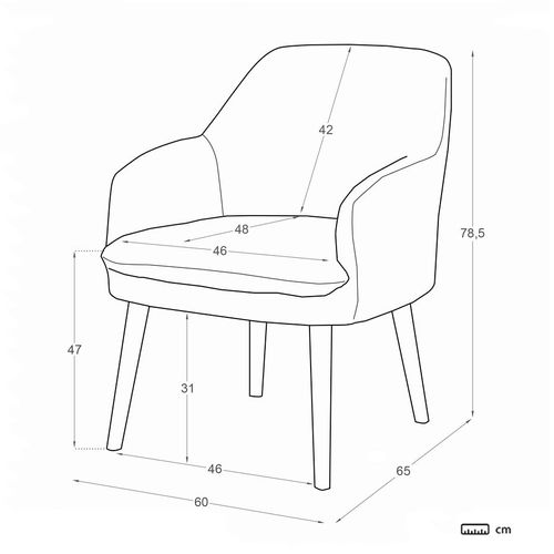 Fauteuil Bois Et Tissu Beige (628) 60x79