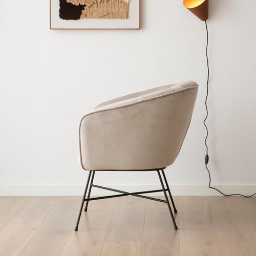 Fauteuil En Tissu Et Bois Gris (607) 70x79