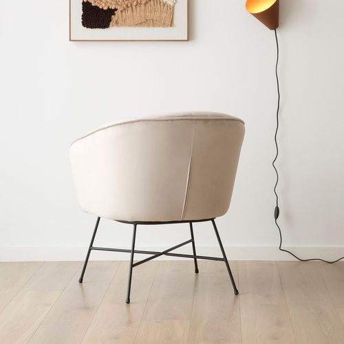 Fauteuil En Tissu Et Bois Gris (607) 70x79